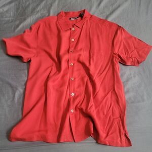Classic Red Button-Down SILK Shirt for Men